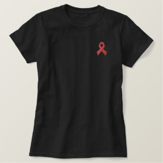 HIV-Aids-Bewusstsein - ROTES RIBBON EMBROIDERT Besticktes T-Shirt