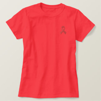 HIV-Aids-Bewusstsein - ROTES RIBBON EMBROIDERT Besticktes T-Shirt