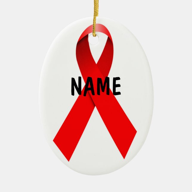 HIV AIDS Custom Christmas Ribbon Keramikornament (Vorne)