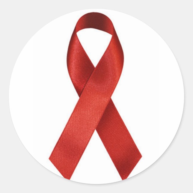 HIV/AIDS Rote Schleife Runder Aufkleber (Vorderseite)