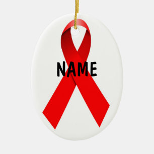 HIV AIDS Weihnachtsband Keramikornament