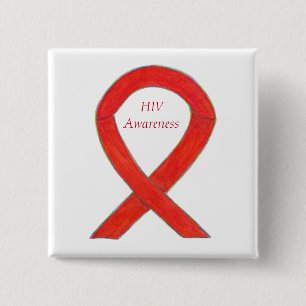 HIV Awareness Ribbon Custom Art Button