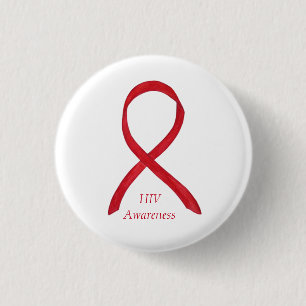 HIV Awareness Ribbon Custom Art Button