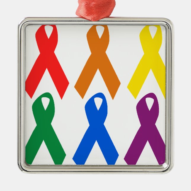 HIV-BEWUSSTSEIN/AIDS-BEWUSSTSEIN SILBERNES ORNAMENT (Vorne)