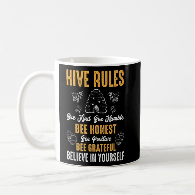 Hive Rules Bee Kind Bee Humble Pun Kaffeetasse (Links)
