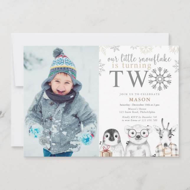 Hiver 2e anniversaire Invitation photo (Devant)