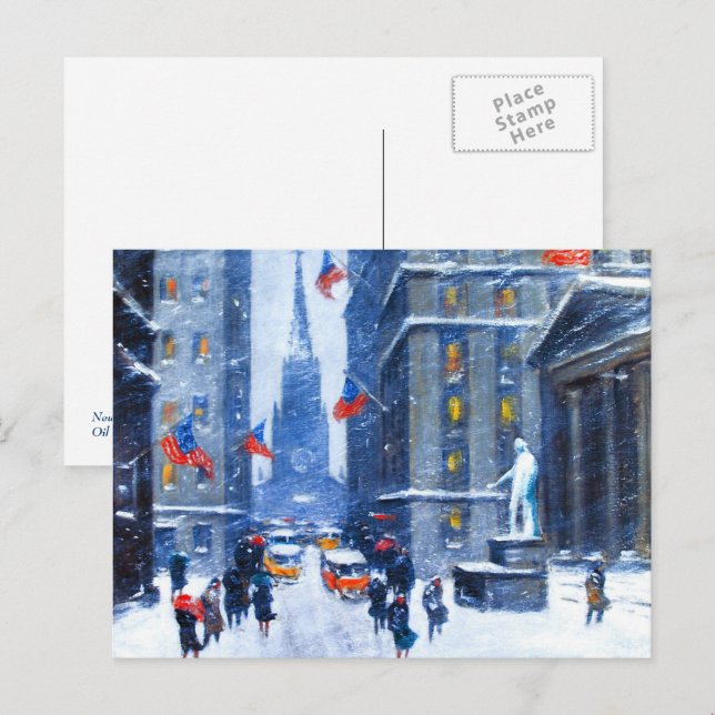 Hiver à New York. Carte postale de Noël (Devant / Derrière)
