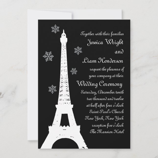 Hiver à Paris Faire-part de mariage (Devant)