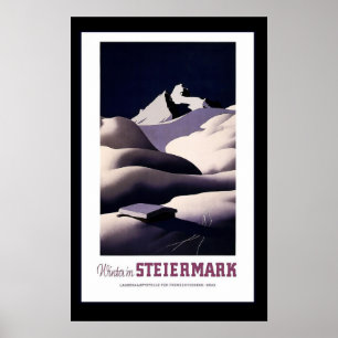 "Hiver affiche de Vintage voyage dans Styrie"