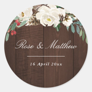 hiver aquarelle fleurit autocollant mariage