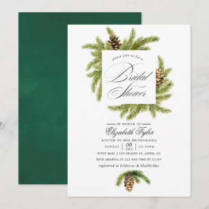 Hiver Aquarelle Pines Douche nuptiale Invitation