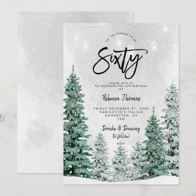 hiver arbres 60e anniversaire invitation (Devant / Derrière)
