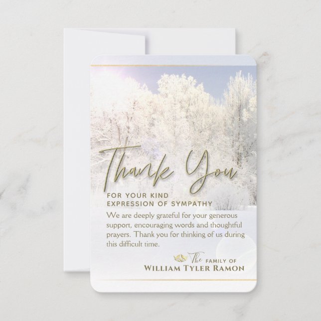 Hiver Arbres Sympathie Merci 3,5 X 5 Carte (Devant)