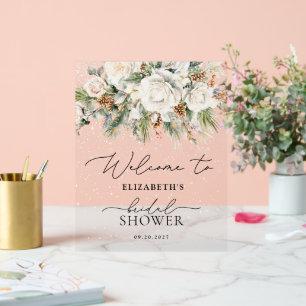 Hiver Blanc Floral Élégant Fête des mariées Bienve