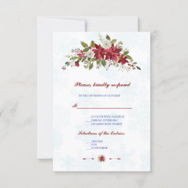Hiver Blanc Poinsettia Snowflakes Mariage RSVP