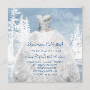 Hiver Blue Snowflakes Quinceanera Invitations