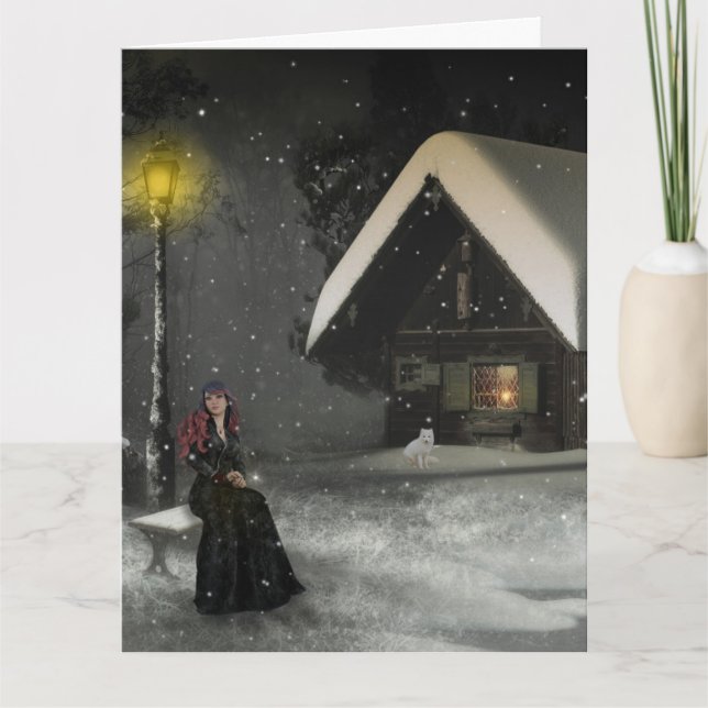 HIVER CABINE NEIGE CARTES D'ANNIVERSAIRE POUR ELLE (Devant)