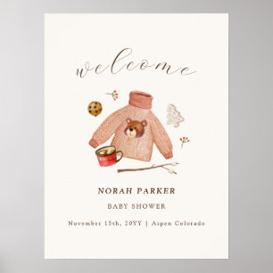 Hiver Camping Vêtements Baby shower Affiche de bie