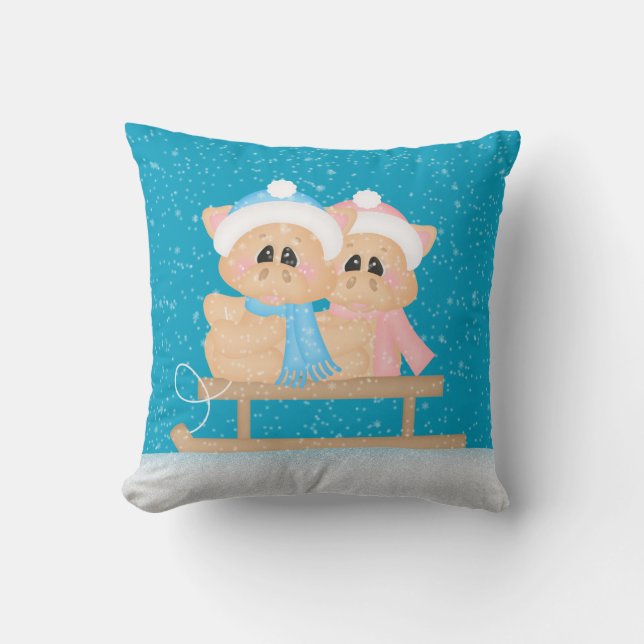 hiver Cochons saisonniers Vacances Jeter oreiller (Recto)