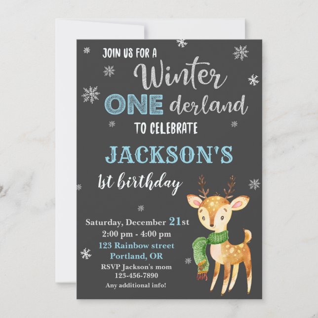 Hiver Conederland 1er anniversaire invitation Deer (Devant)