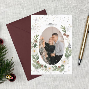 hiver fleurie wreath photo joyeuse carte de vacanc