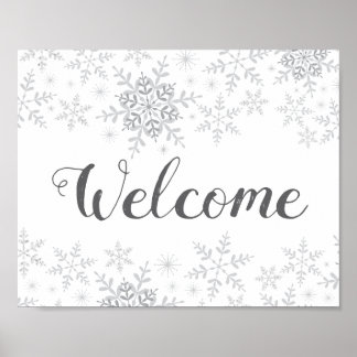 Hiver Flocon de neige Baby shower d'argent Affiche