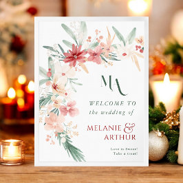 Hiver Floral Noël Mariage Affiche de bienvenue