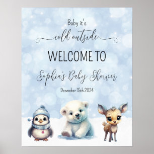 Hiver Froid Hors Baby shower Affiche de bienvenue