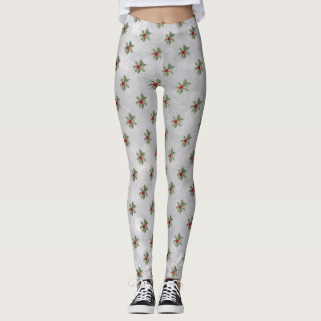 Hiver Holly Berry Leggings Motifs (Devant)