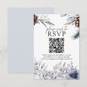 Hiver Mariage Pine Cone QR Site Web Carte RSVP
