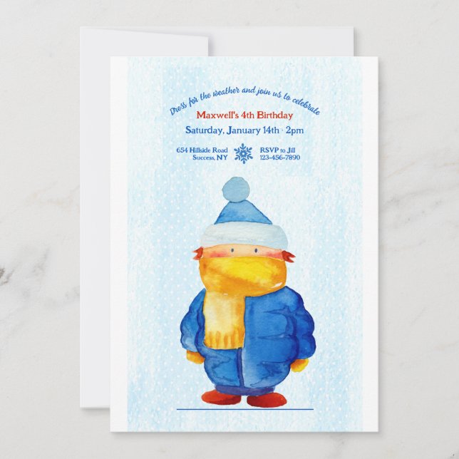 Hiver Météo Anniversaire Fête Invitation (Devant)