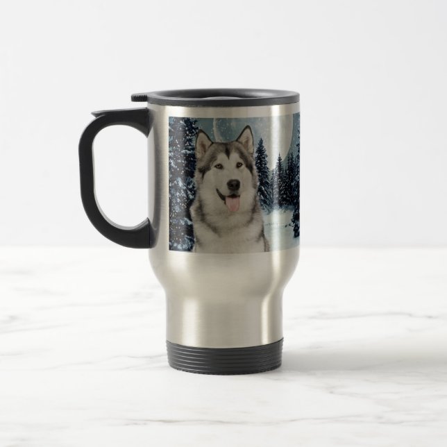 Hiver Moon Husky Travel Mug (Gauche)