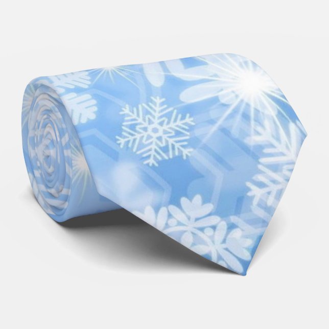 Hiver Neige clair Bleu Cravate cadeau homme (Roulé)