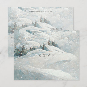 hiver neige forêt arbres mariage rsvp carte postal