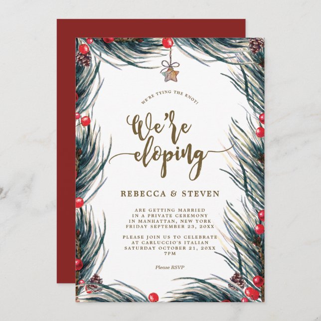 hiver noël lier le noeud eloping invitation (Devant / Derrière)