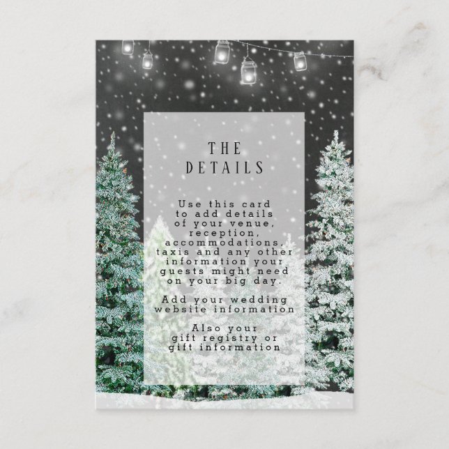hiver noël mariage détails carte d'information (Devant)