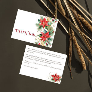 Hiver Noël mariage poinsettia or merci
