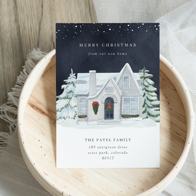 Hiver Nuit Vacances Faire-part de déménagement (Créateur téléchargé)