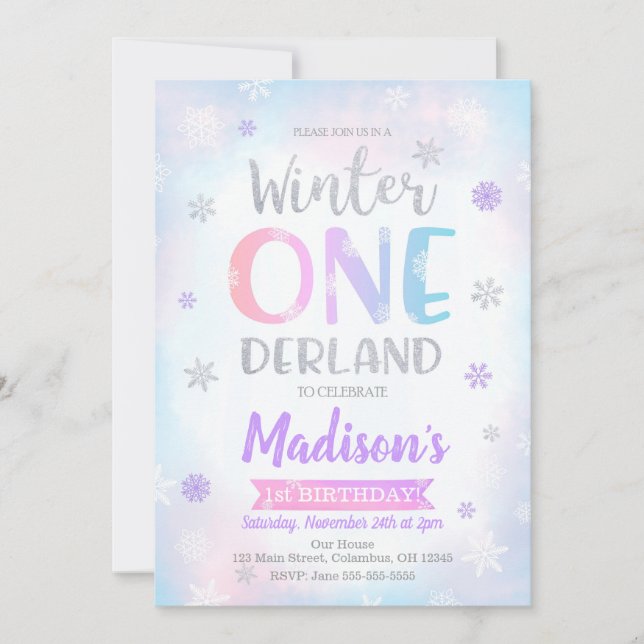 Hiver ONE derland 1er Anniversaire Invitation (Devant)