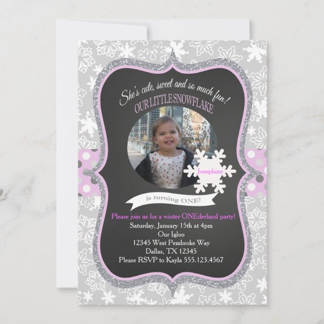 Hiver ONE derland 1er Birthday Invitation Girl (Devant)