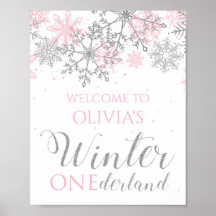 Hiver ONE derland Affiche de bienvenue de flocon d