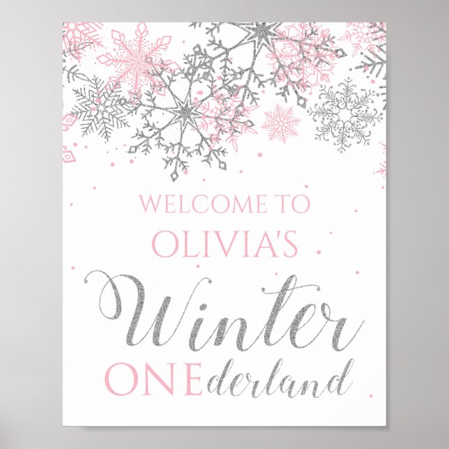 Hiver ONE derland Affiche de bienvenue de flocon d (Devant)