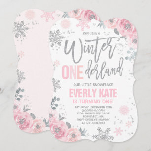 Hiver ONE derland Anniversaire Invitation Argent r