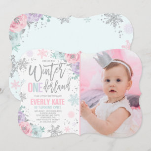 Hiver ONE derland Anniversaire Invitation Argent r