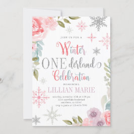 Hiver ONE derland Anniversaire Invitation avec fle