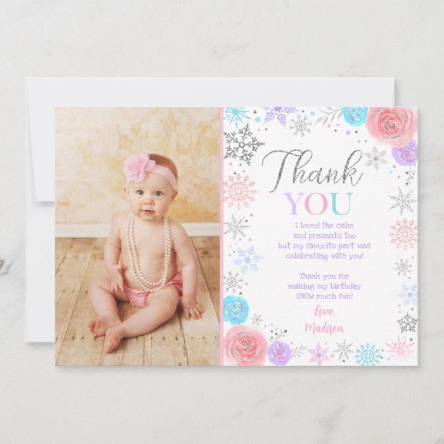 Hiver ONE derland Anniversaire Merci Cartes (Devant)