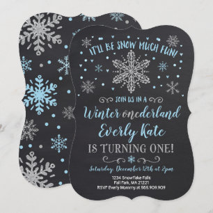 Hiver ONE derland Invitation Anniversaire Blue Sil