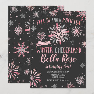 Hiver ONE derland Invitation Anniversaire Pink Sil