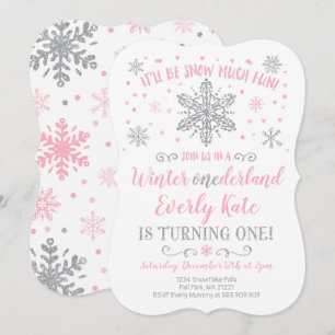 Hiver ONE derland Invitation Anniversaire Pink Sil