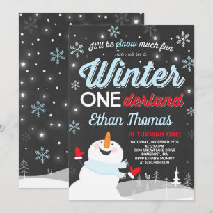 Hiver ONE derland Invitation Anniversaire Snowman 